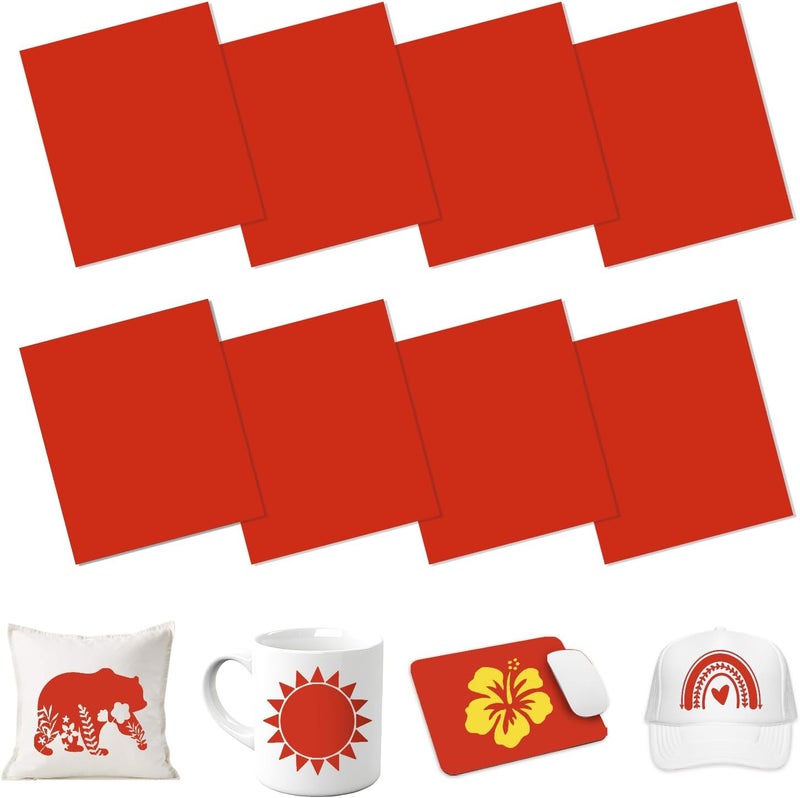 HTVSTD Red Sublimation Ink Transfer Sheets 8 Sheets 12'' x 10''Cherry Red Sublimation Paper Transfer Sheets for Mugs Tumblers DIY Transfer Paper - Image 1